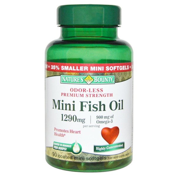 Nature's Bounty Fish Oil 1290 mg Mini Softgels - 90 ct, Pack of 5