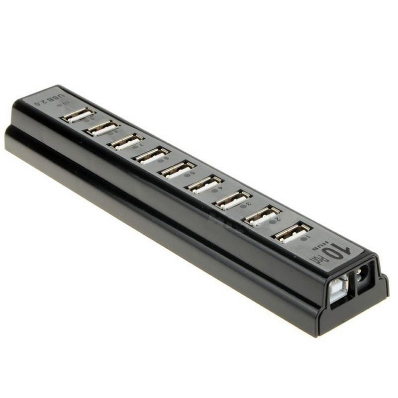 axGear HUB externo USB 2.0 de 10 puertos con adaptador