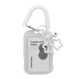 Caviotess Clear Acrylic Kpop Photocard Holder with Star Bell Keychain, Credit ID Card Photo Display Case Badge Holder