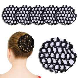 WeddHuis Pack of 5 Bun Hairstyle Aid, Fabric Knot Net, Bun Net, Bun Cushion, for Gymnastics, Rhythmic, Gymnastics, Ballet (Black)