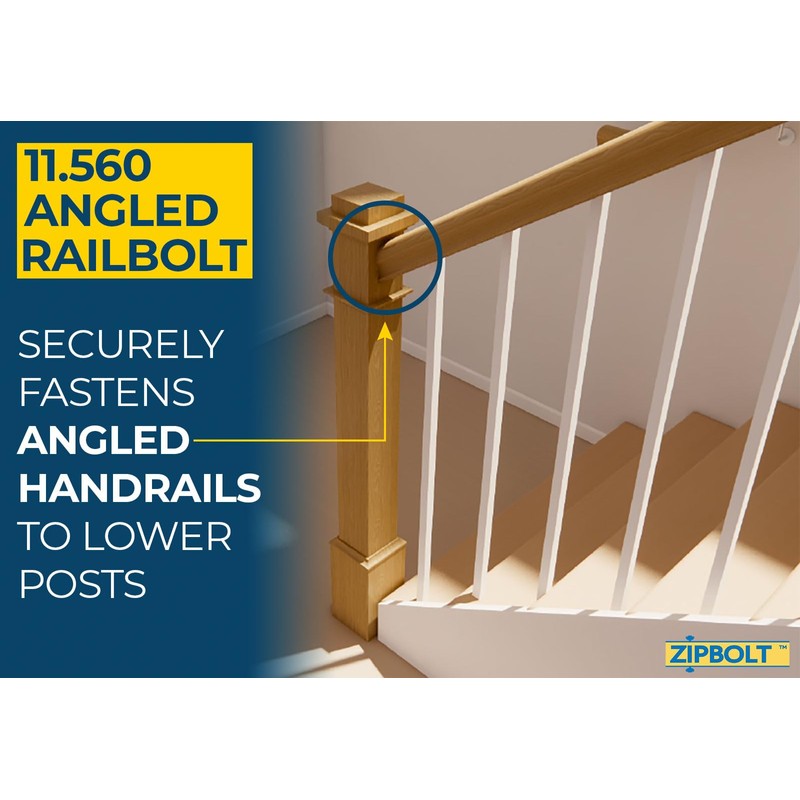 Zipbolt 11.550 Angled Railbolt Bulk Pack — Angled Staircase Handrail