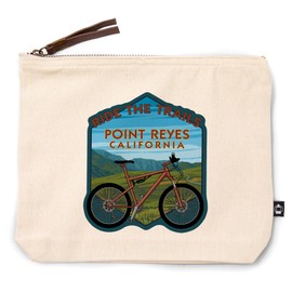 Lantern Press Point Reyes, California, Ride The Trails, Mountain Bike, 100% Cotton Zipper Pouch, Travel Accessory, Go Bag