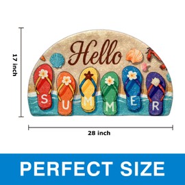 Soft Half Round Flip-Flops Bath Rug Doormat Outdoor Bathmat Non-Slip Bath Mats Funny Semi Circle Bathroom Door Mat Beach Welcome Rugs Decor Ocean Style Floor Mats (Blue)