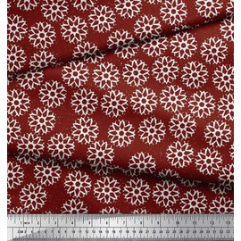 Soimoi Red Cotton Cambric Fabric Geometric Mandala Printed Craft Fabric BTY 42 Inch Wide