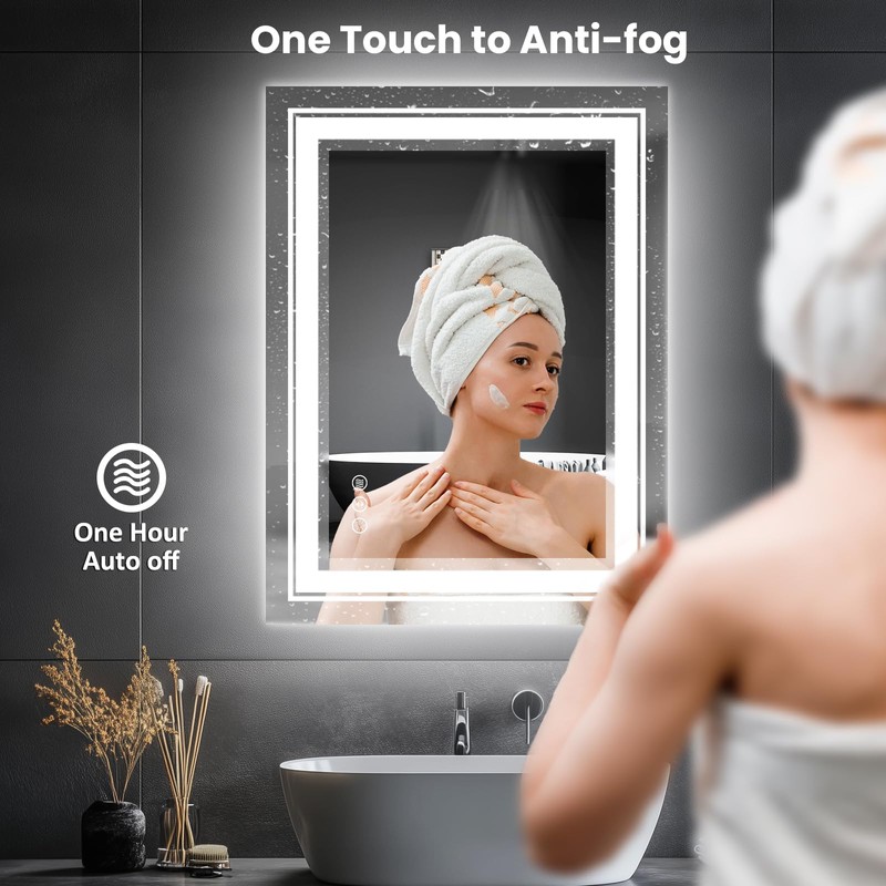 Snowdool LED Bathroom Mirror, 20"x28" Mirror with Front and Backlit,