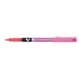Pilot V5 0.5mm hi-tecpoint liquid pink colour ink rollerball pen - x 1 single pen