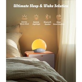 ecozy Sunrise Alarm Clock, White Noise Sound Machine, Upgraded Backlit Buttons for Bedrooms, 26 Soothing Sounds, 17 Night Lights, Bluetooth Speaker, Wake Up Sunlight for Heavy Sleepers, Adults, Kids