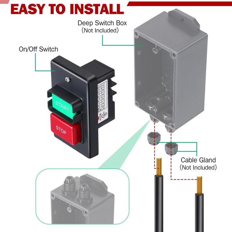 Dreyoo 1 Pc 120V/230V Dual Voltage Single Phase On/Off Switch,