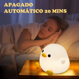 DASKING Luz de Noche LED Creativo, Luz Nocturna Infantil, Lámpara LED De Pato, Pato Iluminado Para Niños, Luz Nocturna Regulable De Silicona, Lámpara Táctil Recargable para Dormir Con Temporizador
