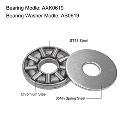 sourcing map AXK0619 Thrust Needle Roller Bearings with Washers 6mm Bore 19mm OD 2mm Width 2pcs