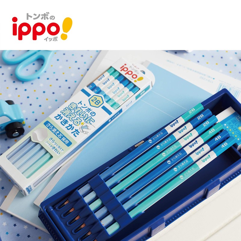 Tombow KB-KSKM01-2B Ippo! Clean-Erase Kakikata Pencils, 2B, 1 Dozen, Blue
