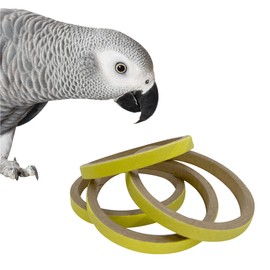 Mandarin Bird Toys by M&M 8003 Pk6 3.5 Inch Skinny Yellow Bird Donuts - Shreddable Chewable Bird Safe Compressed Cardboard Foot Toys, Bright Bird Pleasing Colors Great for Aviaries and Cage