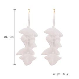 XYAYOU Chiffon Poppy Flower Beaded Long Drop Dangle Earrings for Women Girls Tiered Flower Statement Tassel Earrings, Zinc, No Gemstone