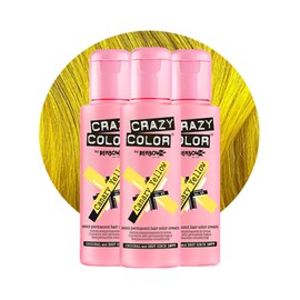 Crazy Color Vibrant Canary Yellow Semi-Permanent Trio Hair Dye. Highly Pigmented Bright Yellow Conditioning & Oil Nourishing Vegan Formula | No Bleach or Ammonia | 300ml