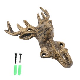 ABOOFAN 2Pcs Vintage Cast Iron Deer Hook Heavy Duty Wall Hanger for Keys Coats Towels Rustic Antler Design for Indoor Outdoor Decor for Bedroom Living Room Office Garden