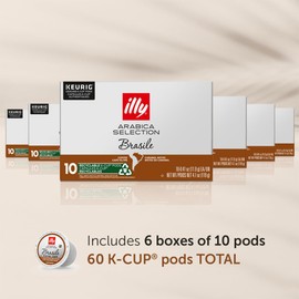 Illy Coffee K Cups - Brasile Bold Roast Coffee Pods for Keurig - Caramel Notes, Intense Flavor - No Preservatives - 60 Count (6 Packs of 10)