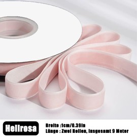 18 m Velvet Ribbon 10 mm, Soft Luxurious Velvet Ribbon Gift Ribbon Fine Ribbon Velvet Ribbons Gift Ribbon for Gift Wrapping Invitations, Bouquets, Party Decoration (Light Pink)