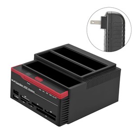 USB3.0 IDE HDD Docking Station, 2 Drives Read Simultaneously, Offline Clone, 2 USB2.0 HUB Interfaces (US Plug)