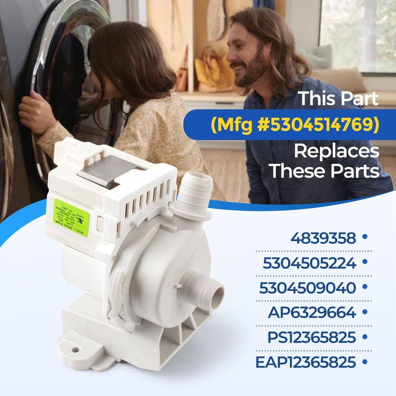 OEM 5304514769 Circulation Pump Compatible with Electrolux WhiteWestinghouse Washer, Replacement