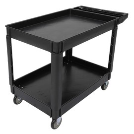 GarveeTech Utility Service Cart 2 Shelf 500 Lbs, 2 Tier Heavy Duty Rolling Tool Cart On Wheels for Warehouse, Garage, Cleaning, Jobsite, Manufacturing, Maintenance, 45"×25" Black