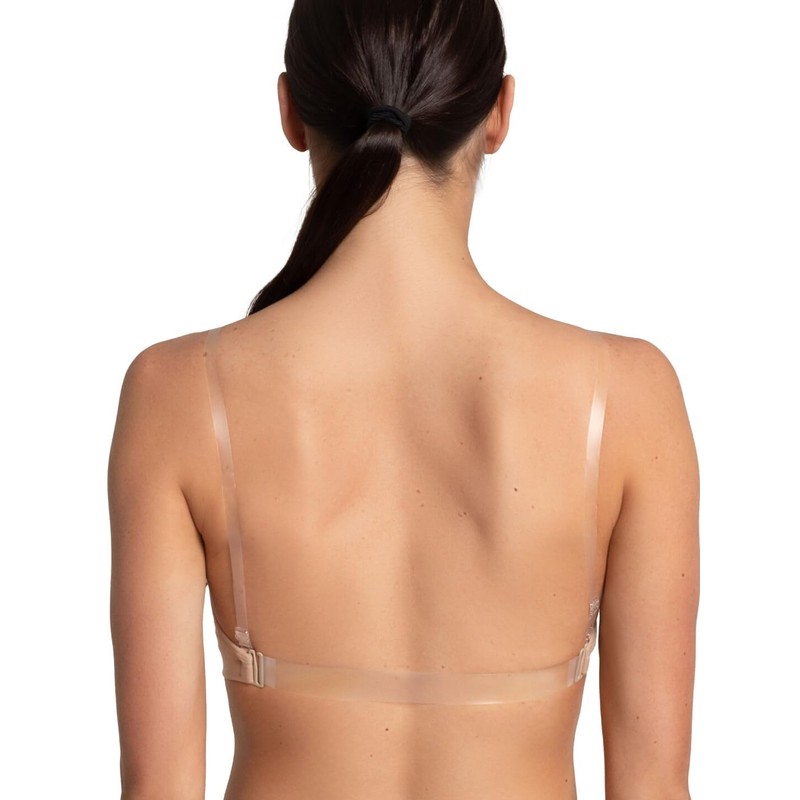 Capezio Women's Seamless Clear Back Bra With Transition Straps, Nude,