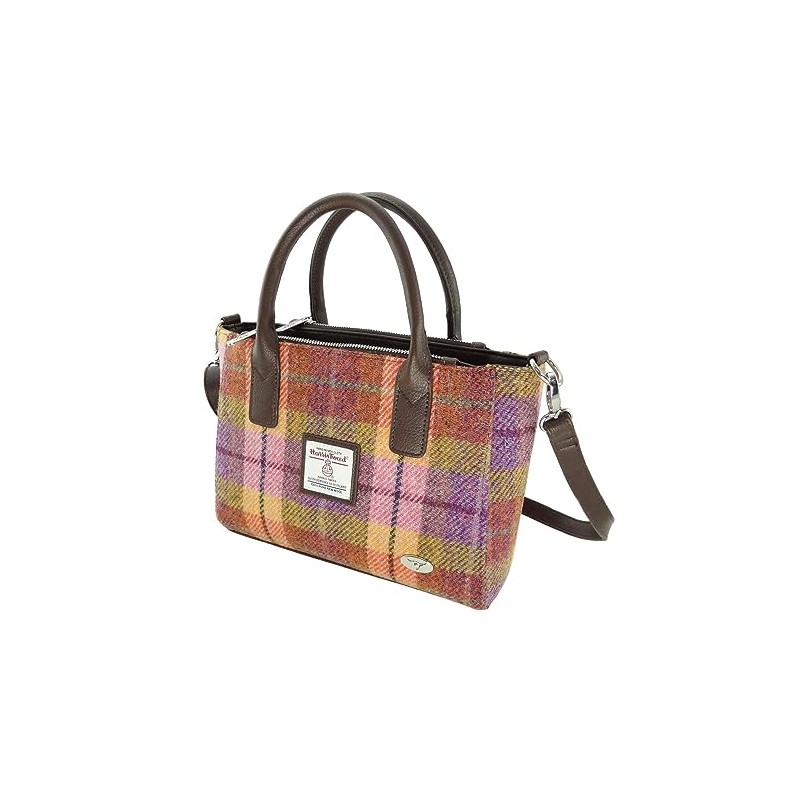 Glen Appin Ladies Lb1228 Handbag, 124 Peach Purple Tartan