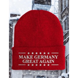 tshirtladen Hat - Make Germany Great Again - Beanie One Size - Winter Hat Soft Touch - Embroidered Sayings Hat - Choice of Colours - Funny Hat, red