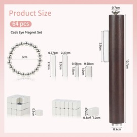 Cat Eye Magnet,64Pack Cat Eye Magnet for Nails,3-IN-1 Magnets for Cateye Gel Polish,Nail Magnets for Nail Art.