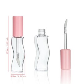 COSIDEA - 30 tubos de brillo labial vacíos de 15 ml, color rosa, con forma de S, para aceite de coco y liptina