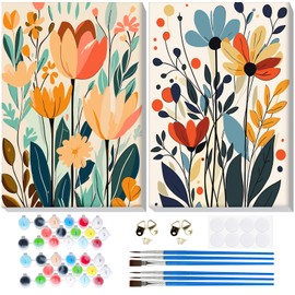 BOWETILE 2 Pack Paint by Numbers for Adults Beginners Framed, Flowers Adults' Paint-by-Number Kits, Easy Adult Paint by Number Kits on Canvas, Acrylic Number Painting for Home Decor, 8x12in