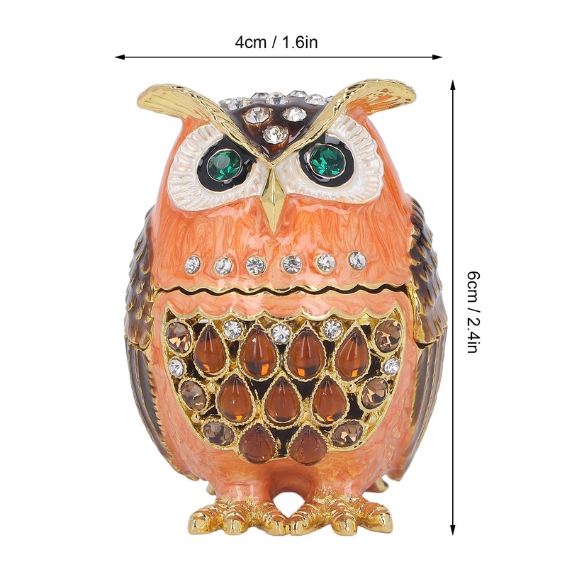 Owl Trinket Box Cute Appearance Brown Metal Jewelry Box for