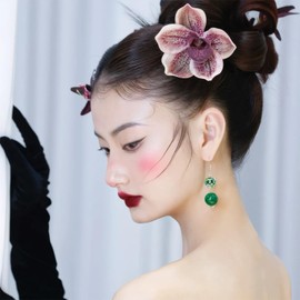 Rannyrena Bohemian Hawaiian Flower Hair Pin for Women Artificial Lily Flower U-Shaped Hair Pins for Updo Bun Bridal Beach Seaside Party Hair Accessories (Red)