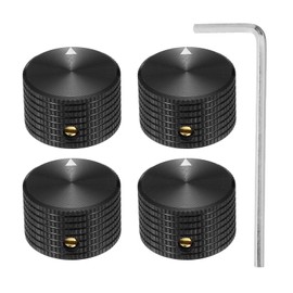 MECCANIXITY 4 Pcs Aluminium Potentiometer Knobs, 1/4" (6.35mm) Universal Volume Tone Control Knobs for Guitar, Bass, 5/8" Black