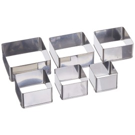 Ateco Plain Edge Square Cutters in Graduated Sizes, Stainless Steel, 6 Pc Set