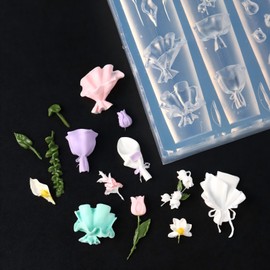 Silicone Nail Molds 3D Gel Nail Art Flower Molds Flower Charms for Nails Summer Flowers Mold Floral Nail Stencils Manicure Carved Template Blossom Nail Mold Carving Mould DIY Design Nail Supplies
