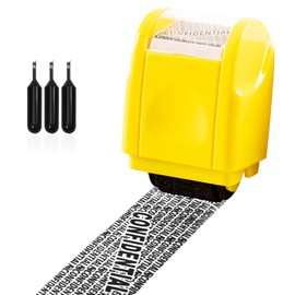 Privacy ID Address Blocker Stamp, Identity Theft Protection Roller Stamp, Privacy Safety Theft Roller Stamp Personal Data Security Data Defender Roller Stamp (Yellow Stamp + 3 Refills Ink)