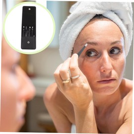 WOONEKY Complete Eyebrow Tweezers Set 6pcs Stainless Steel for Trim Ingrown Hair Nose Hair Travel Size Pouch