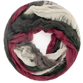 Gloop Women's Scarf Light Loop Scarf Tube Scarf with Colour Gradient Various Colours, Dark red-beige-dark grey loop scarf