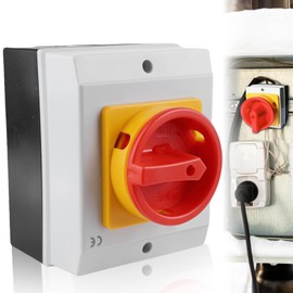 GAOUTO Main Switch Circuit Breaker 25A: 4-Pin Main Switch with Housing Isolation, Isolator Switch, IP65 Main Switch, Rotary Switch for Connecting Switches and Disconnecting Small Circuits