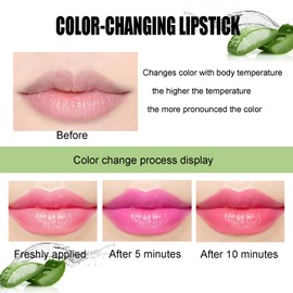 Lip Gloss Lip Oil, Magic Temperature Colour Changing Lip Balm Lip Care, Aloe Vera Moisturising Lipstick Long-Lasting Moisturising Nutritious Cream Lip Care Makeup Set Prevents Drying