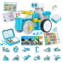 WhalesBot C3 Pro 12-in-1 Remote Control & Coding Robot Kit for Kids 4+, Advanced Smart Panel & Cards Programming, Educational STEM Toy, Block Building Set with Controller & Motor for Kids 4-6, 5-7