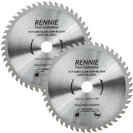 (PACK OF 2) 165mm x 20mm Bore x 48T TCT Cordless Circular Wood Saw Blades Includes. Fits Bosch Makita Ryobi Dewalt DC390, DWE007, DCS391, DC391N Circular Saws etc, Thin Kerf