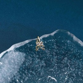 Nose Ring Cz Hollow Butterfly Nose Ring Butterfly Rhinestone Cutout Hoop Jewelry for Women and Girls (Golden, One size)