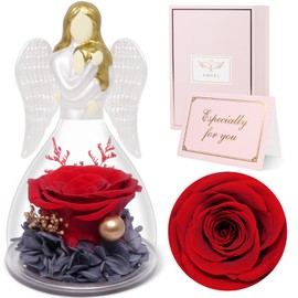 Sunia Gift for Mum, Eternal Rose Angel, Eternal Flower Angel Figure, Birthday Gift for Women, Mum Gift, Christmas, Mother's Day, Anniversary, Valentine's Day (Red)