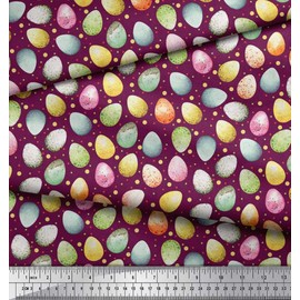 Soimoi Pink Cotton Jersey Fabric Egg Easter Print Fabric by The Yard 58 Inch Wide
