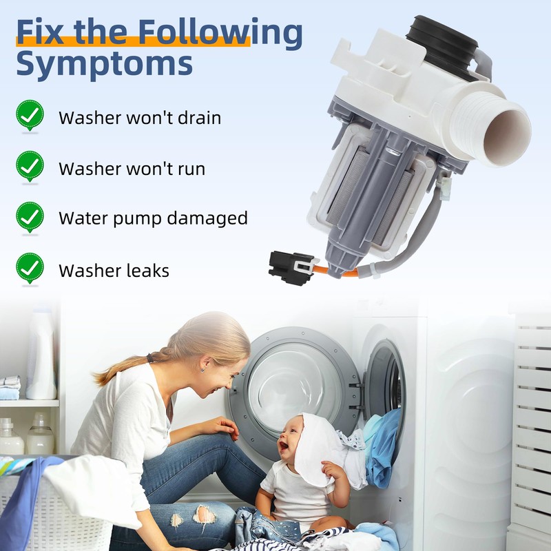 WH23X28418 290d1201g003 290d1201g001 Washer Drain Pump & Motor Assembly Replacement