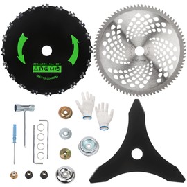 9" x 36 Teeth Carbide Tipped Blades & 9" x20T Carbon Steel Round Chainsaw Tooth Brush Blades 10" x 3 Teeth Carbon Blades with Universal Adapter Kit fit for Brush Cutter Trimmer Weed Eater