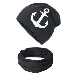 Miobo Beanie Hat and Tube Scarf Set of 2 for Baby Children Boys and Girls Cotton