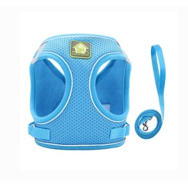 leconpet Step in Dog Harness, Vest Harness and Leash Set for Small Medium Dogs, Puppy Harness, Mesh Reflective Dog Harness Vest (XL, Blue)