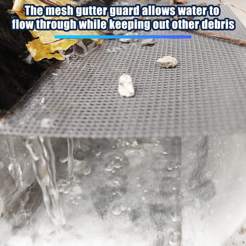 Pearwow 5inch Gutter Guard,48Ft Stainless Steel Mesh Gutter Covers,Heavy Duty